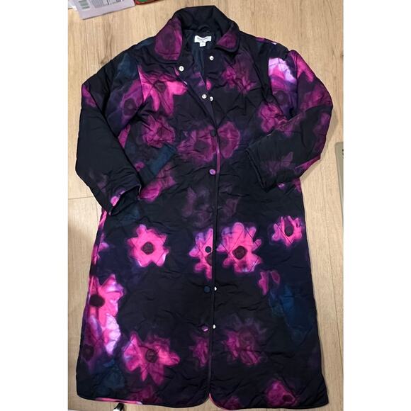 Rachel Comey Target Quilted jacket, long,  Snaps, smudge print purple pink - Picture 1 of 7